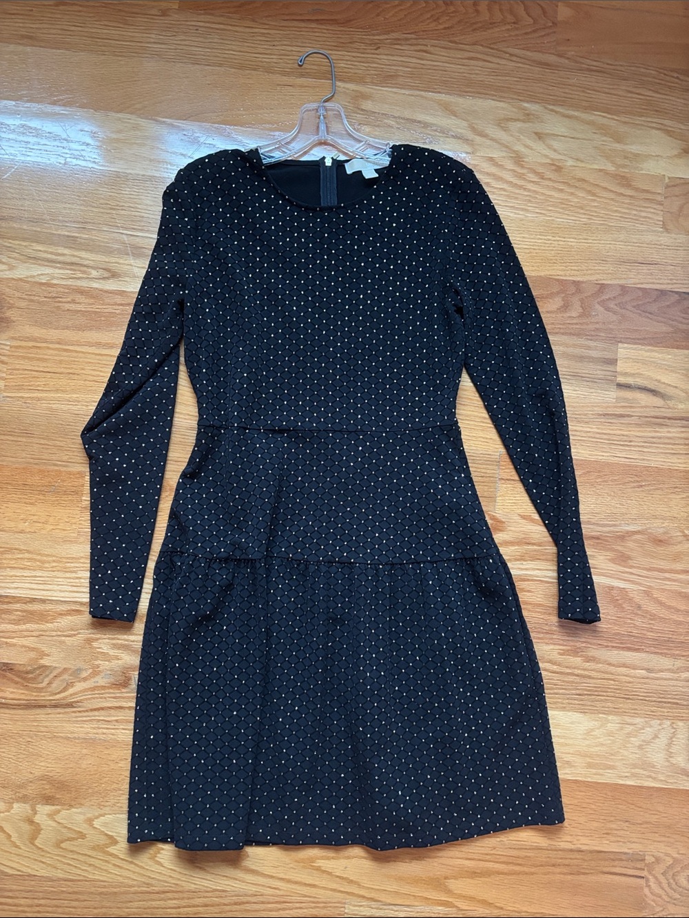 Michael Kors Black Long-Sleeve Studded Fit & Flare Dress